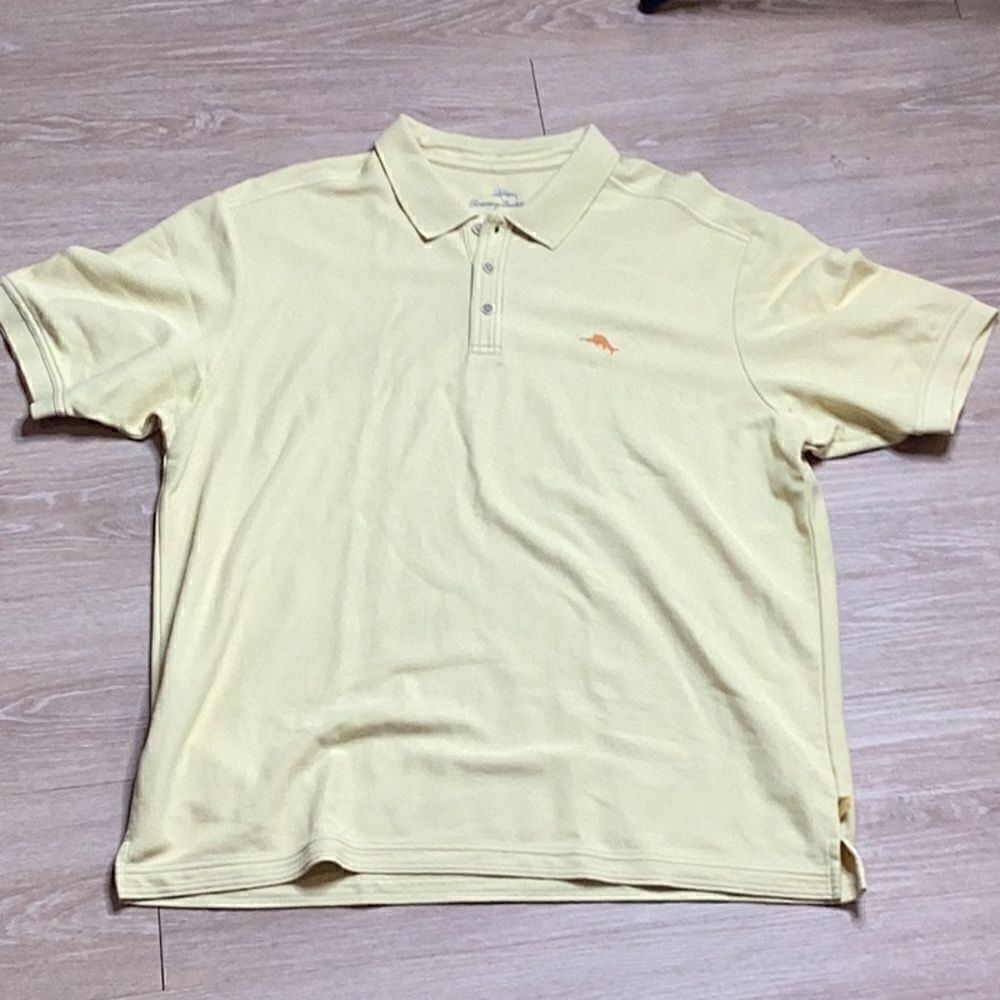 Tommy Bahama Emfielder Supima Cotton Light Yellow Textured Polo Shirt